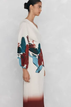 Vestido asimétrico estampado