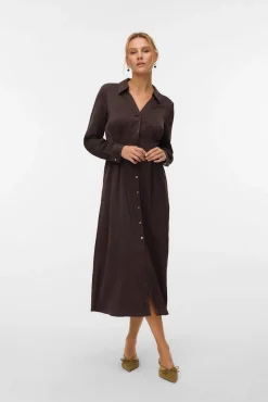 Vestido camisero efecto satinado