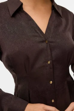 Vestido camisero efecto satinado