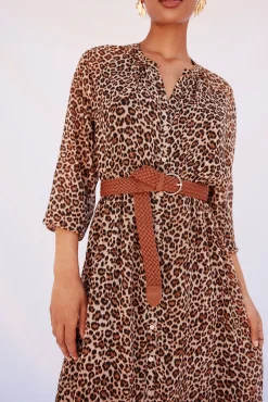 Vestido camisero estampado cinturón