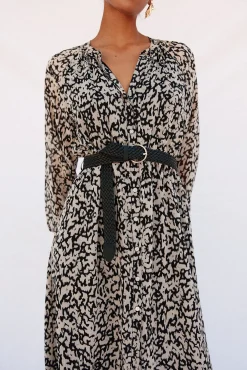 Vestido camisero estampado cinturón