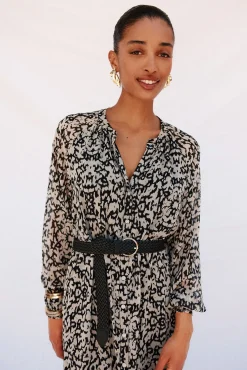 Vestido camisero estampado cinturón