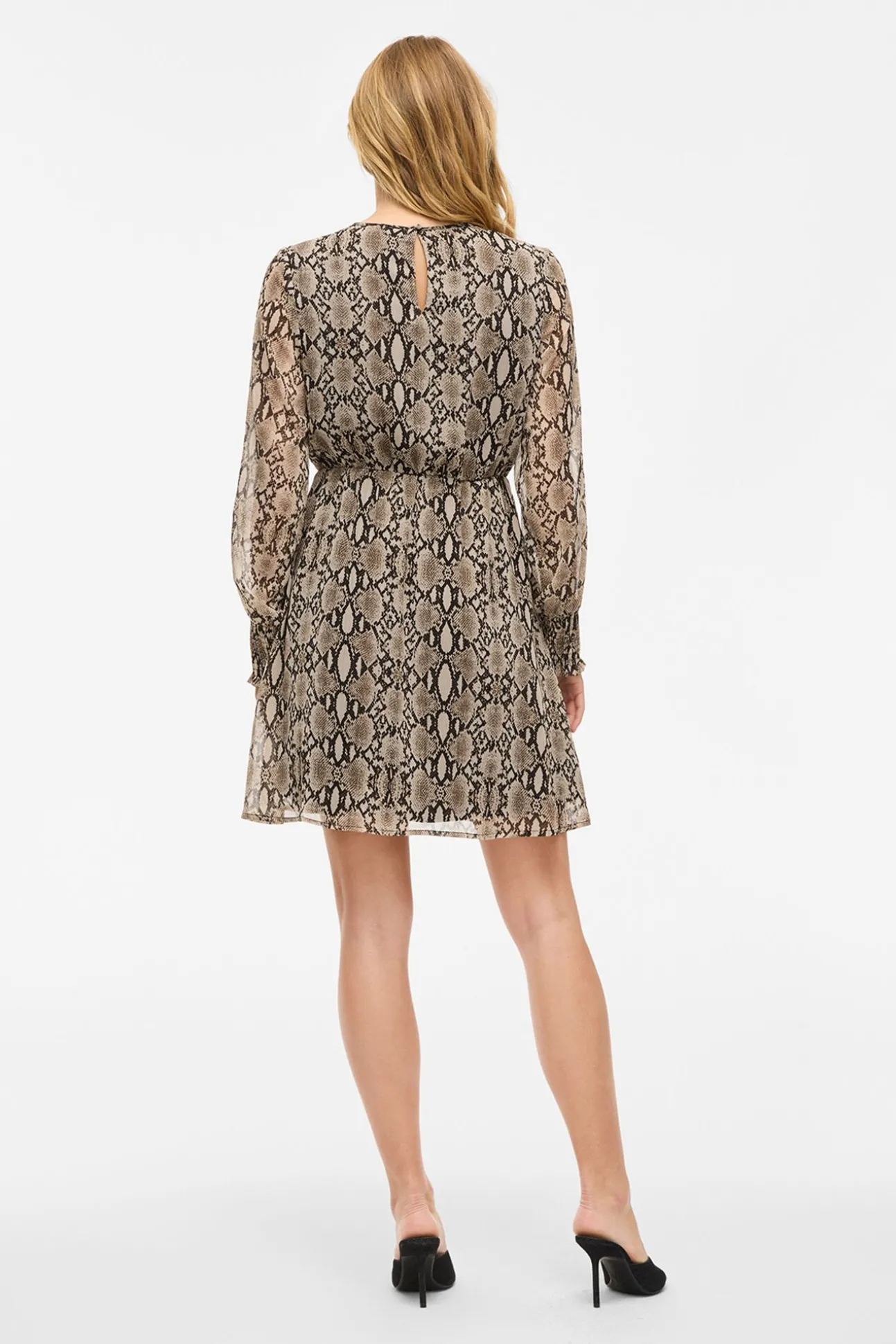 Vestido corto de gasa estampado de serpiente