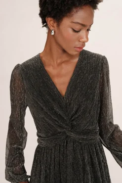 Vestido corto gasa lúrex