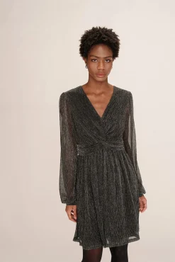 Vestido corto gasa lúrex