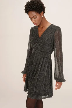 Vestido corto gasa lúrex