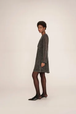 Vestido corto gasa lúrex