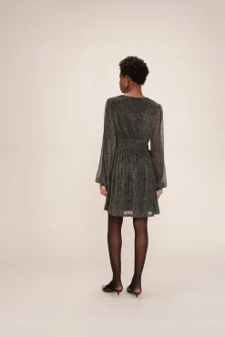 Vestido corto gasa lúrex