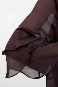 Vestido corto gasa manga volantes