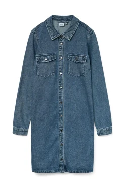 Vestido corto vaquero manga larga