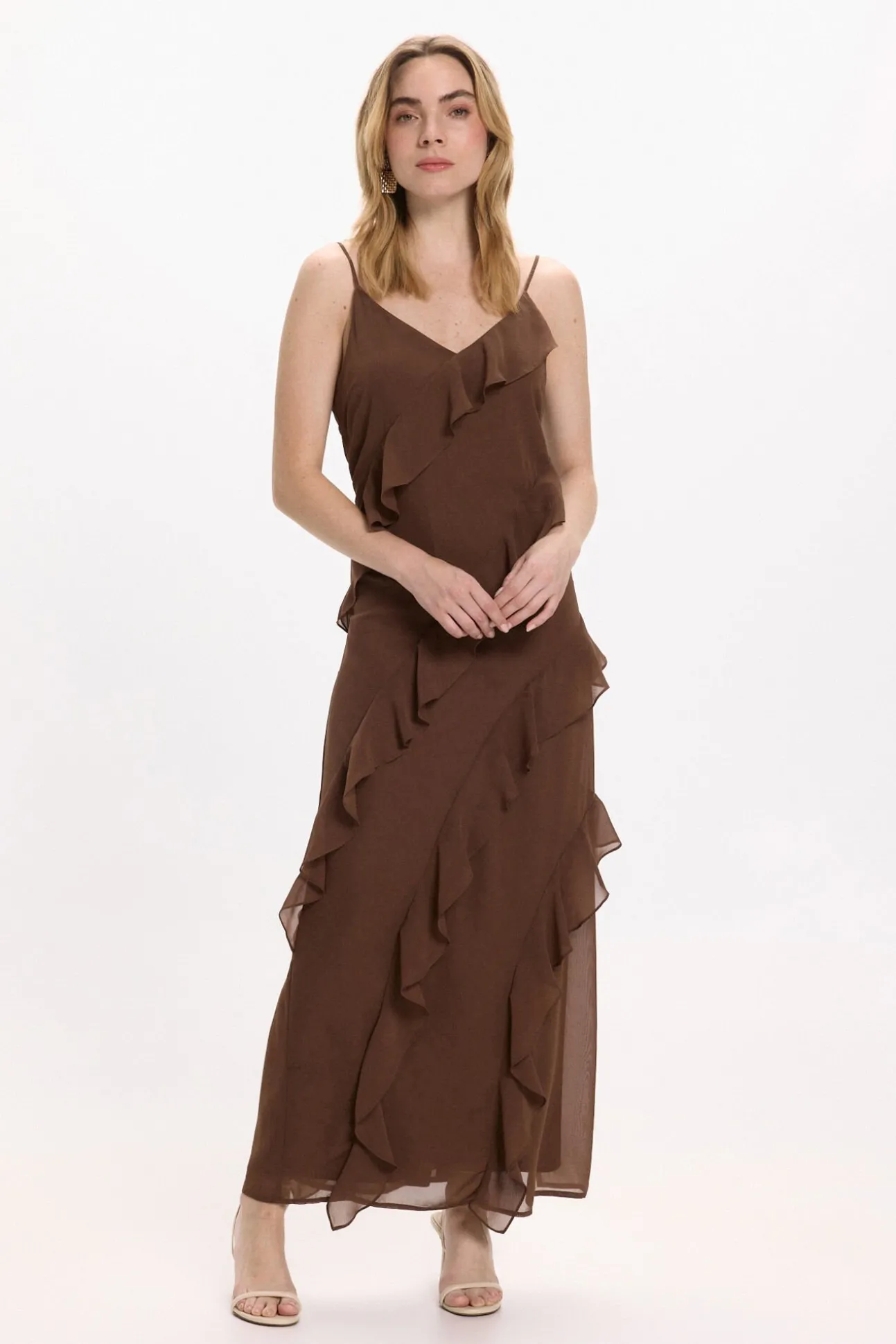 Vestido de gasa midi de fiesta