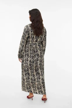 Vestido de manga larga cuello pico Curve