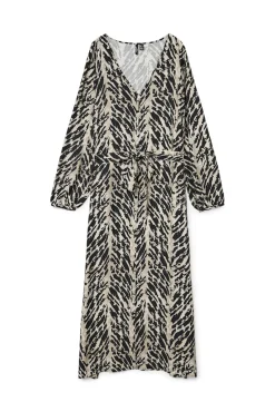 Vestido de manga larga cuello pico Curve