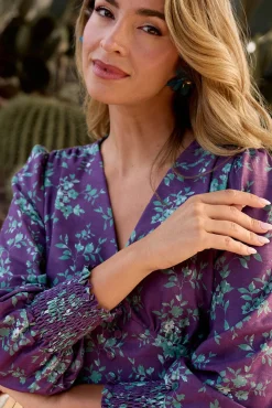 Vestido flores morado