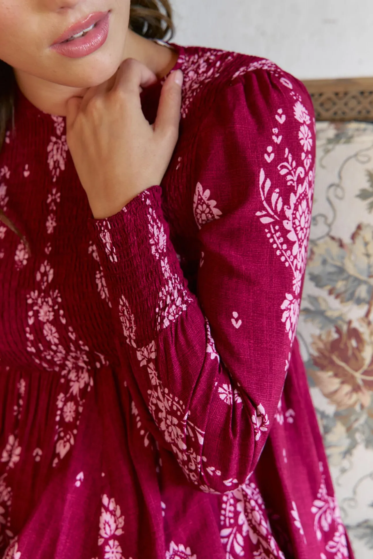 Vestido largo Bella estampado Rhubarb