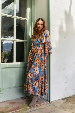 Vestido largo catalonia estampado tierra