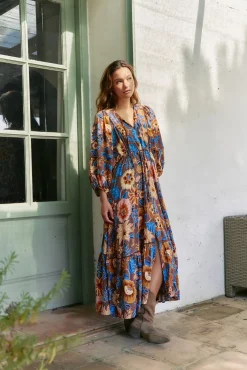 Vestido largo catalonia estampado tierra