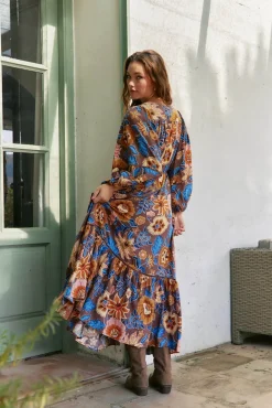 Vestido largo catalonia estampado tierra