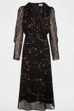 Vestido largo con mangas abullonadas