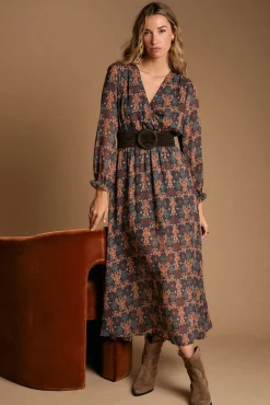 Vestido largo estampado esmeralda