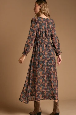 Vestido largo estampado esmeralda