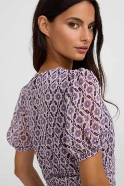 Vestido largo fruncido estampado