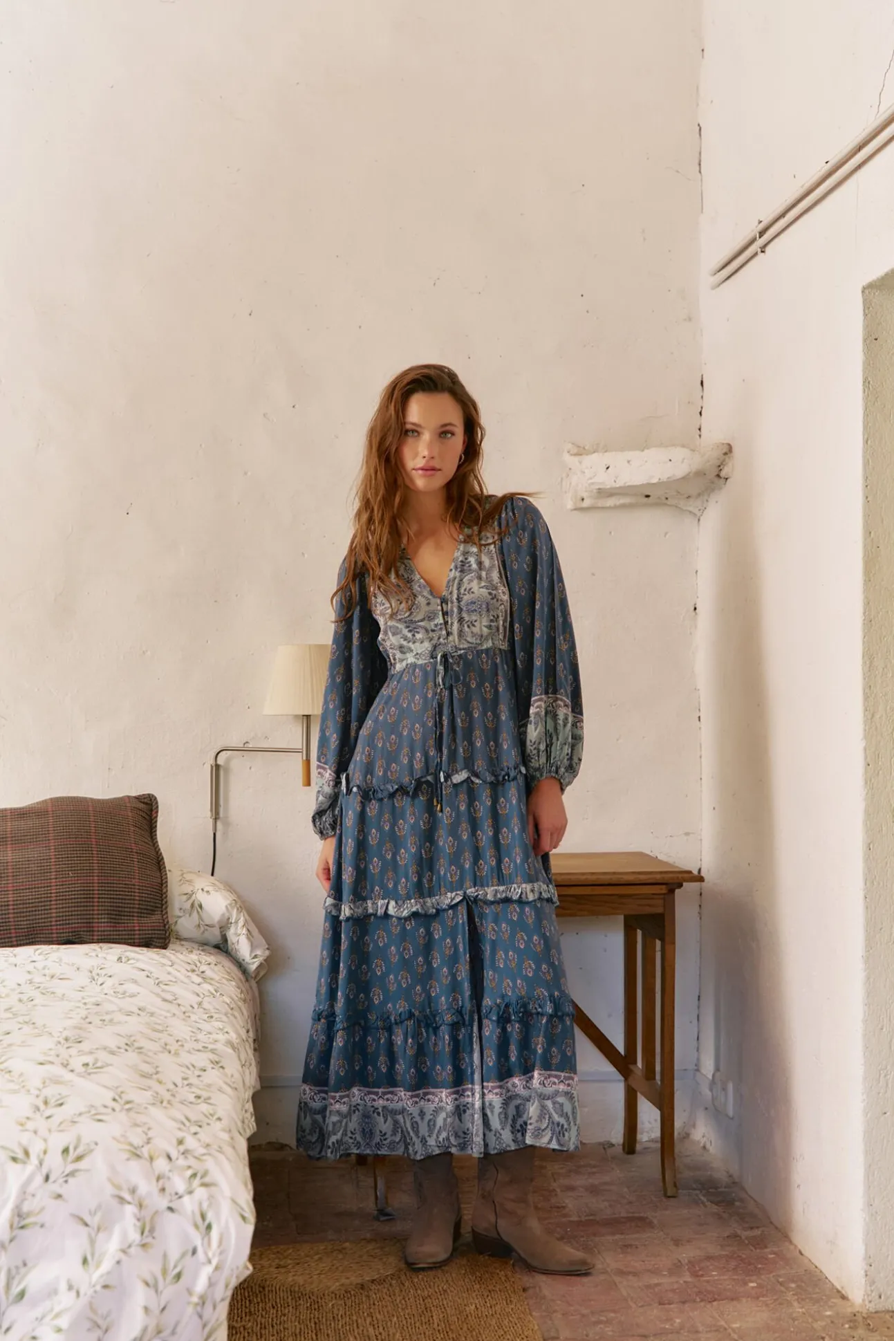 Vestido largo Luciana estampado Nico