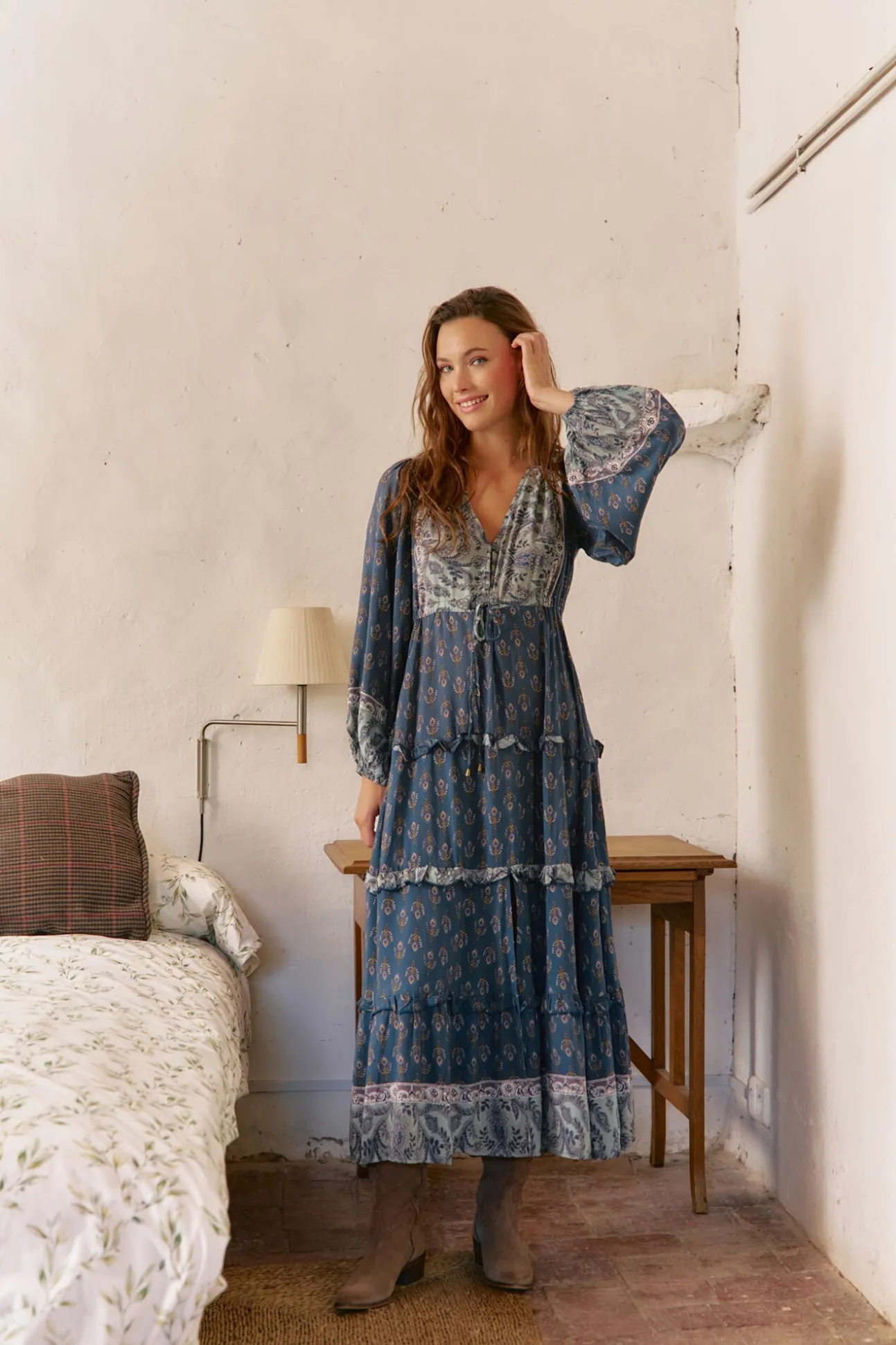 Vestido largo Luciana estampado Nico