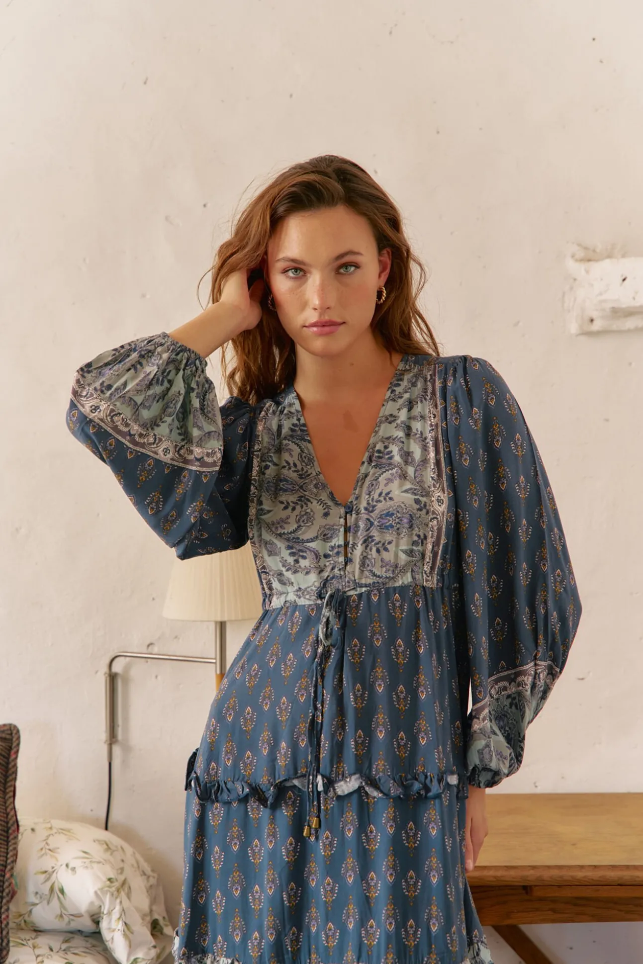 Vestido largo Luciana estampado Nico