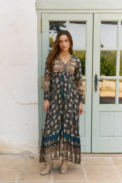 Vestido largo Sabrina estampado monarch