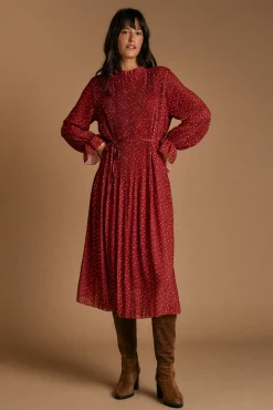 Vestido lunares granate