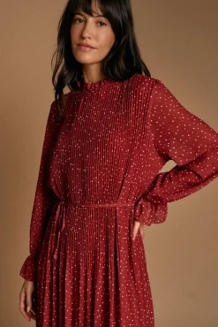 Vestido lunares granate