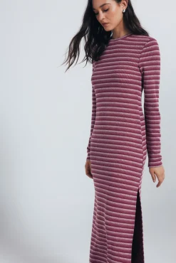 Vestido midi ajustado estructura rayas