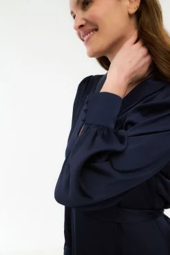 Vestido midi cruzado satinado