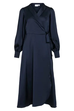 Vestido midi cruzado satinado