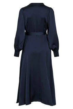 Vestido midi cruzado satinado