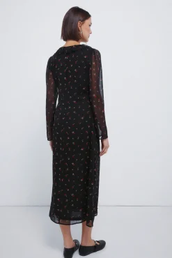 Vestido midi escote zigzag