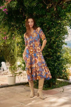 Vestido midi Eve estampado tierra