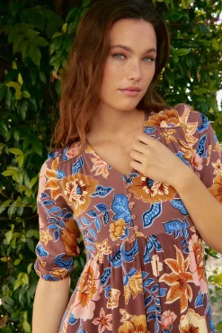 Vestido midi Eve estampado tierra