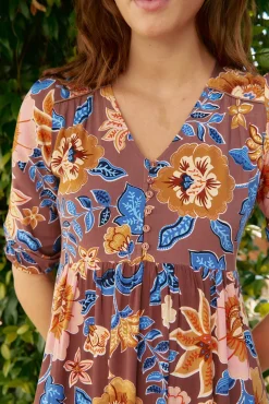 Vestido midi Eve estampado tierra