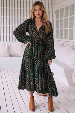 Vestido midi Eve estampado emerald