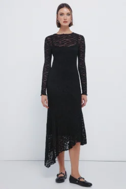 Vestido midi lace asimétrico