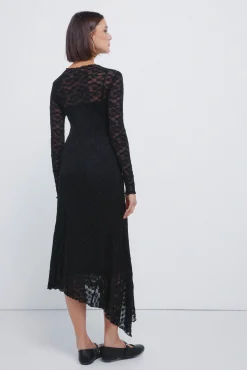 Vestido midi lace asimétrico