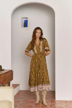 Vestido midi mila estampado Amalie