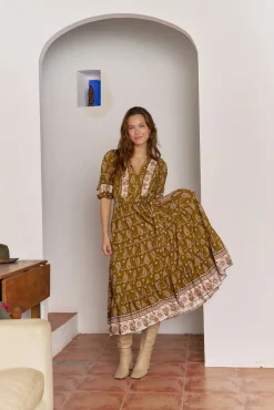 Vestido midi mila estampado Amalie