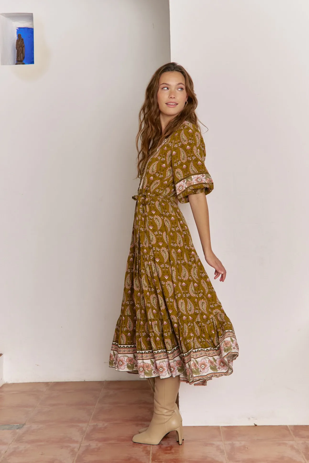 Vestido midi mila estampado Amalie