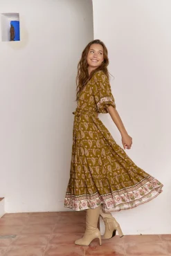 Vestido midi mila estampado Amalie