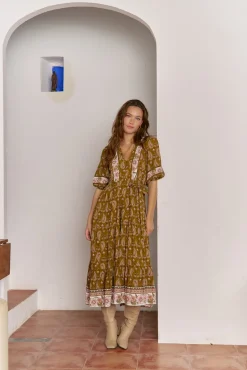 Vestido midi mila estampado Amalie