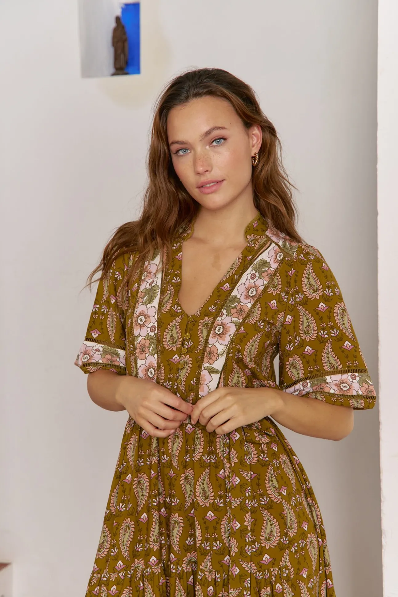 Vestido midi mila estampado Amalie