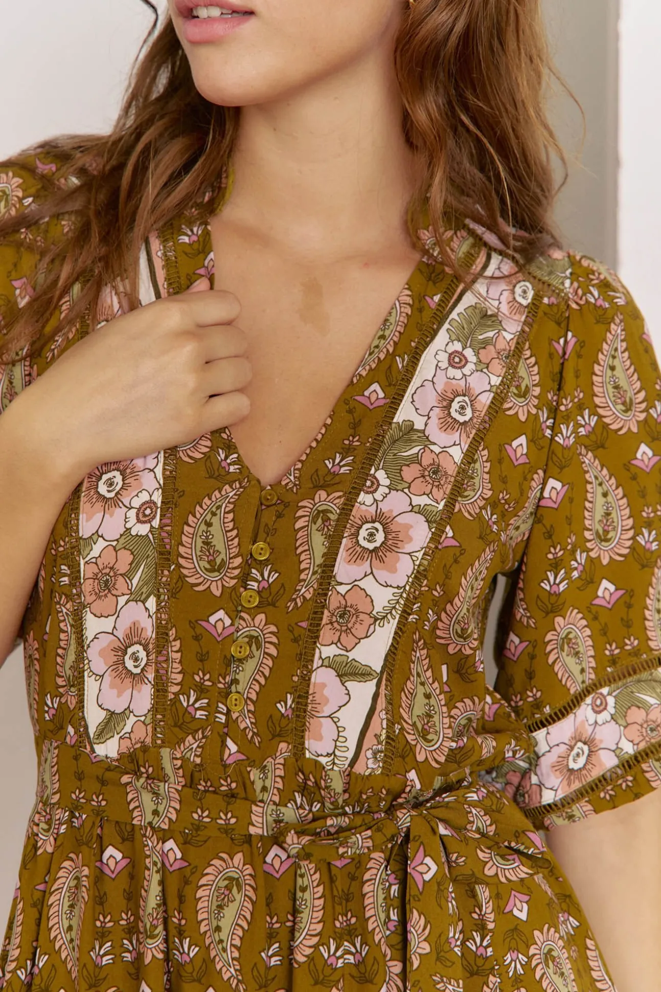 Vestido midi mila estampado Amalie